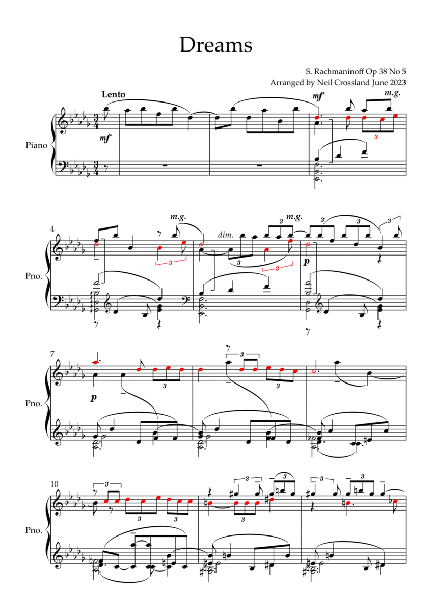 Rachmaninoff - Dreams Op 38 No 5