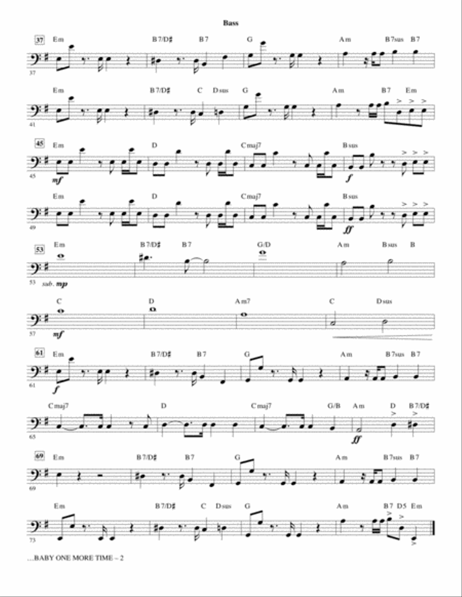 ...Baby One More Time (arr. Mark Brymer) - Bass Choir scores gallery preview page 2