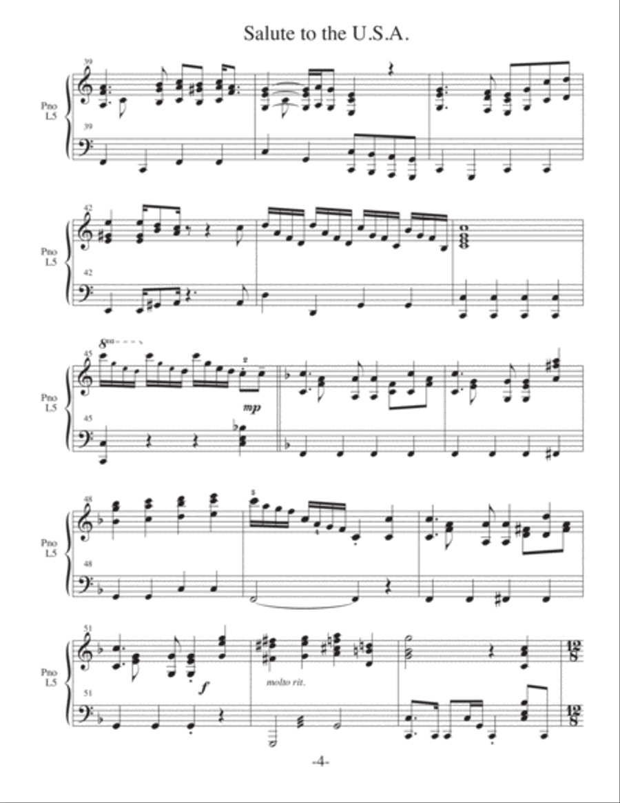 Salute to the U.S.A. - Medley (2 for 1 PIANO Arrangements) Piano Solo scores gallery preview page 5