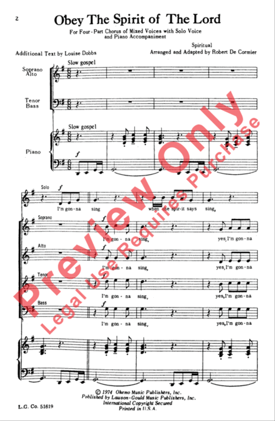 Obey the Spirit of the Lord 4-Part scores gallery preview page 2
