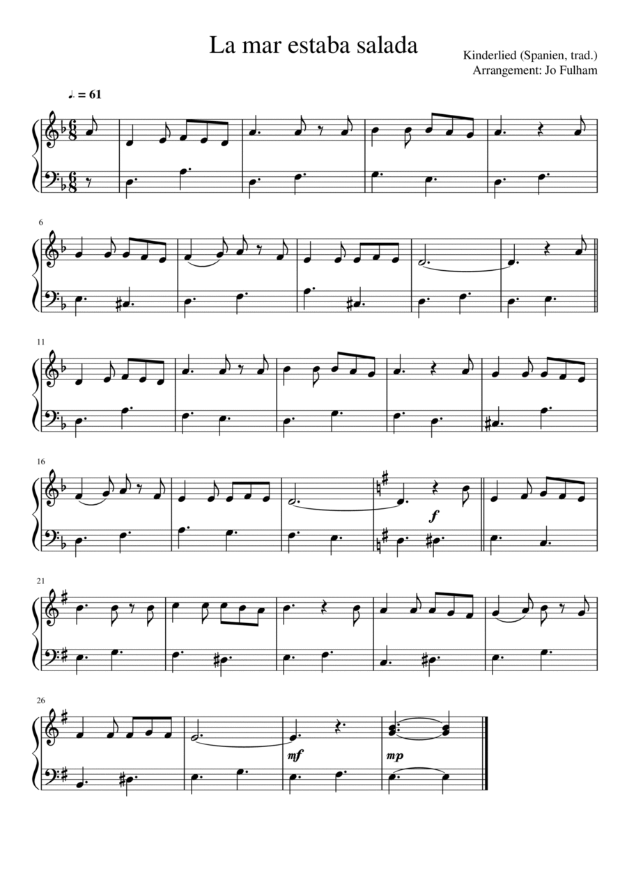 La mar estaba salada Easy Piano scores gallery preview page 1