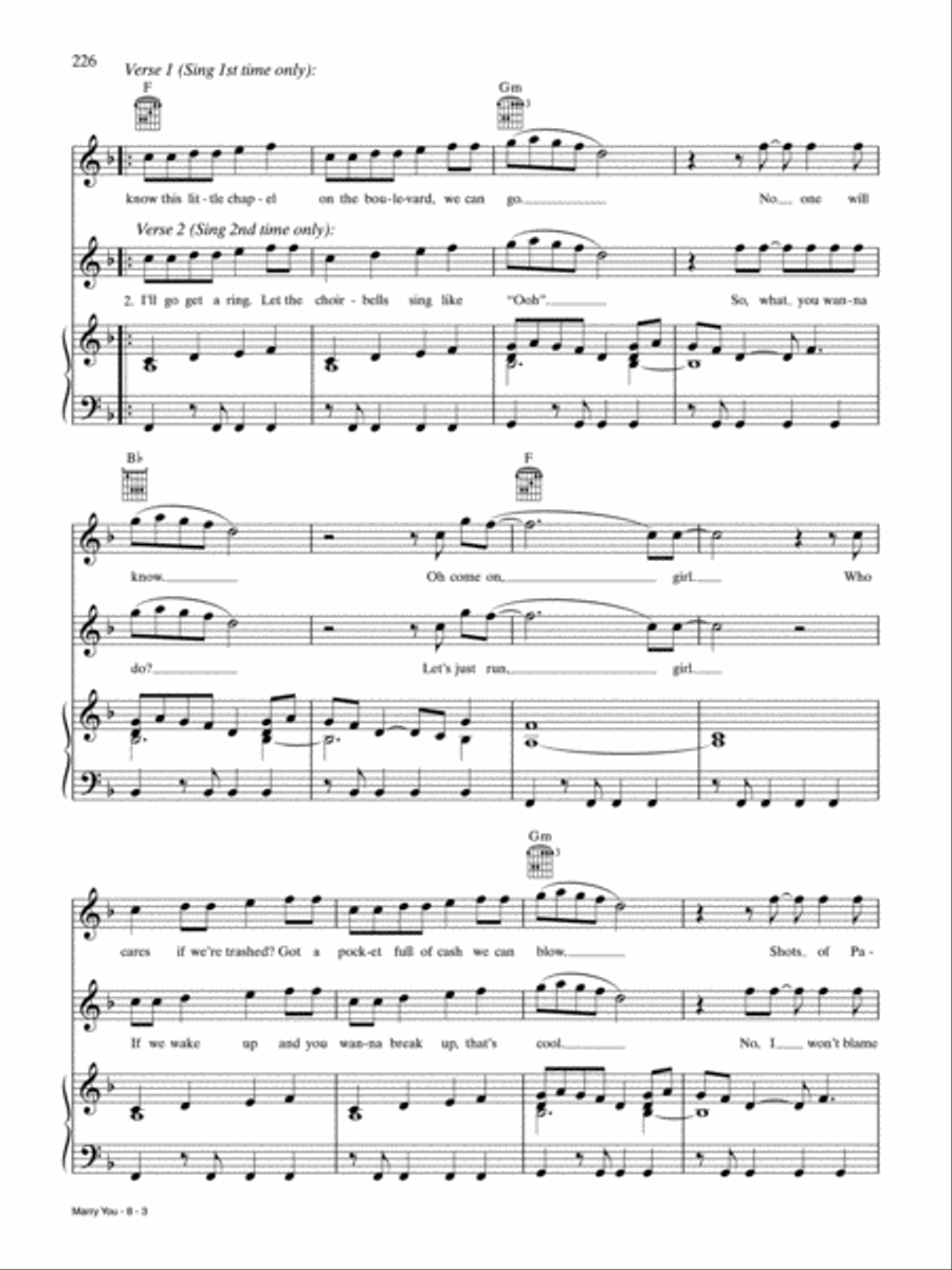 Marry You Piano, Vocal, Guitar scores gallery preview page 3
