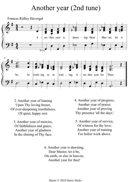 Another year. A new tune to Frances Ridley Havergal's wonderful hymn.