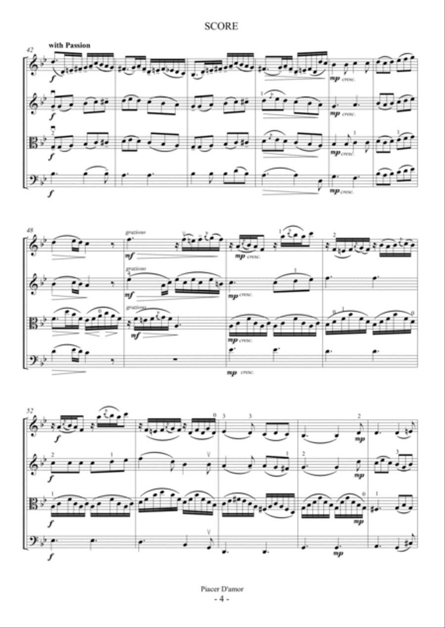 Piacer D'amor (For String Quartet) String Quartet scores gallery preview page 4