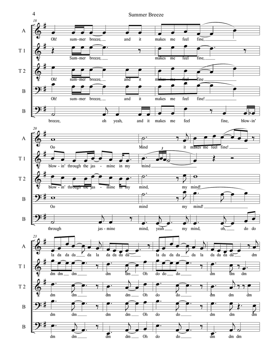 Summer Breeze A Cappella scores gallery preview page 4