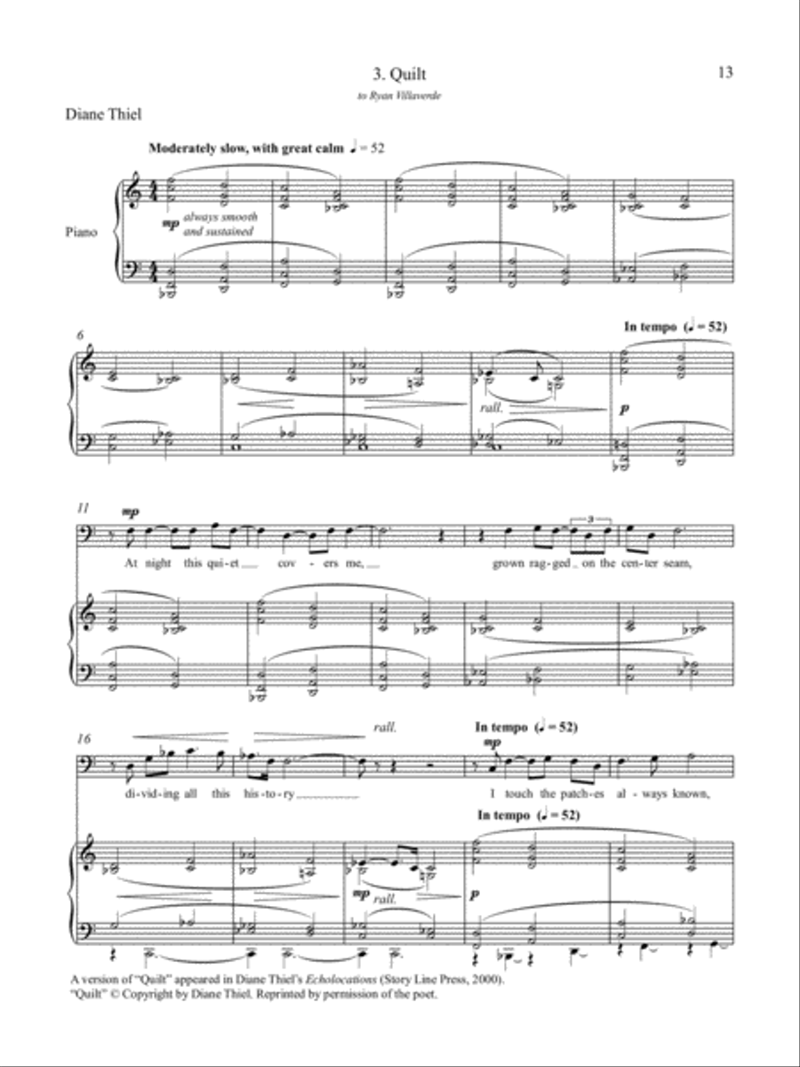 Quilt from Everyone Sang: Four Songs for Bass and Piano Bass Voice scores gallery preview page 1