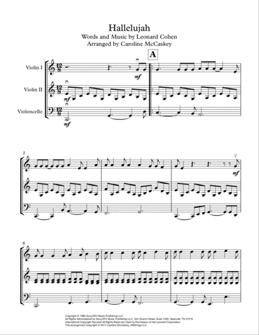 Hallelujah String Trio scores gallery preview page 2