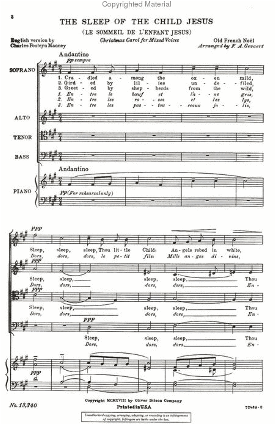 The Sleep of the Child Jesus 4-Part scores gallery preview page 2