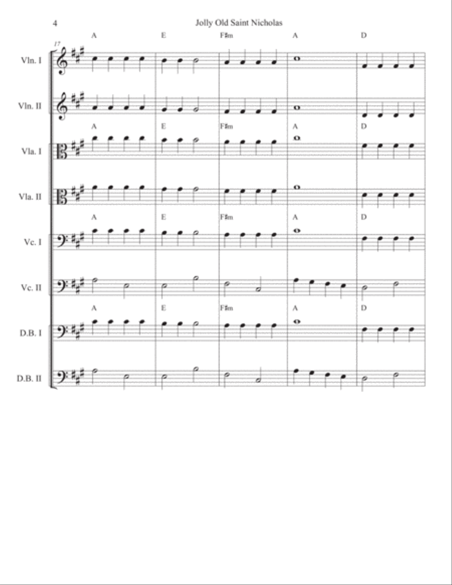 Jolly Old Saint Nicholas for Strings String Orchestra scores gallery preview page 4
