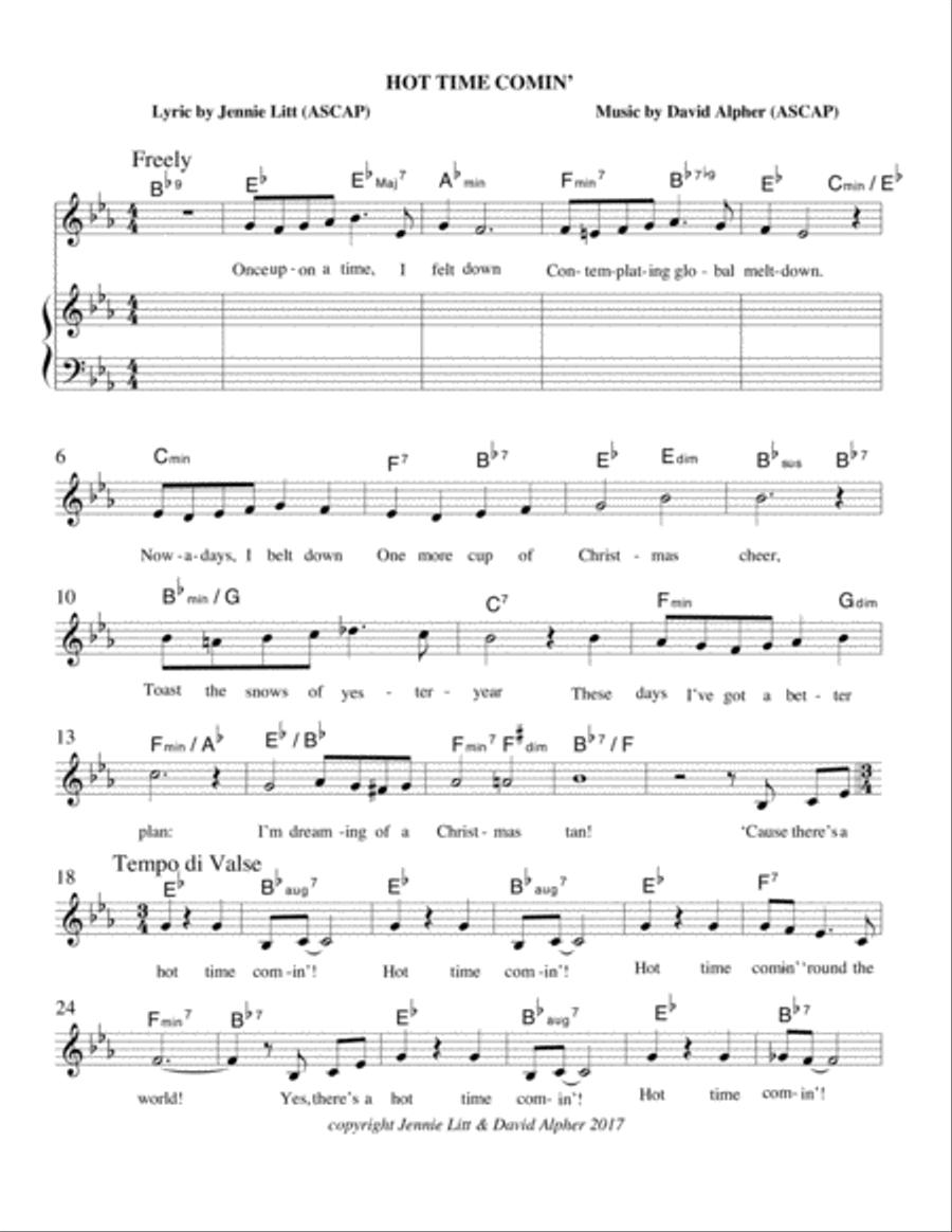 Hot Time Comin’ Hot Time Comin’ Piano, Vocal, Guitar scores gallery preview page 1