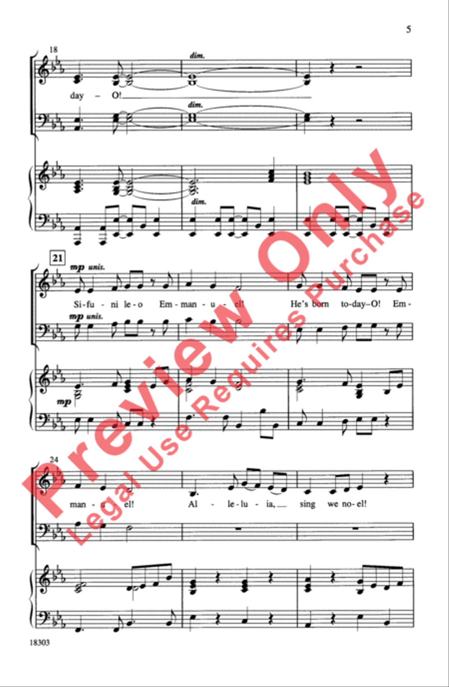 Sifuni Leo! (He's Born Today-O!) 4-Part scores gallery preview page 5