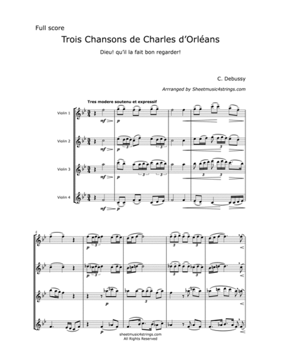 Debussy, C. - Chanson de Charles d'Orléans (Four Violins) image number null