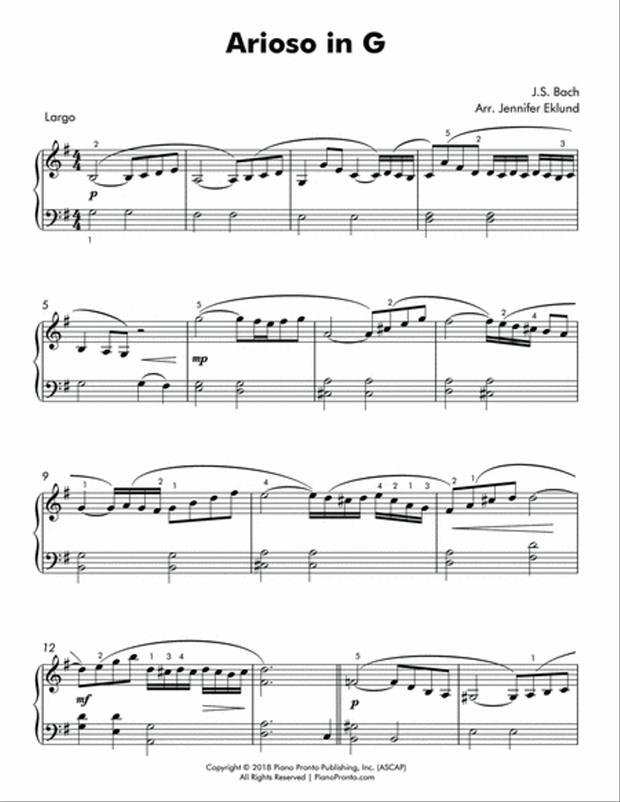 Arioso in G (Intermediate Piano) Piano Solo scores gallery preview page 2