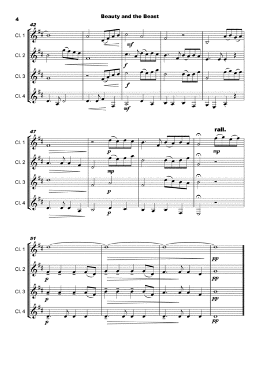 Beauty And The Beast Woodwind Quartet scores gallery preview page 5