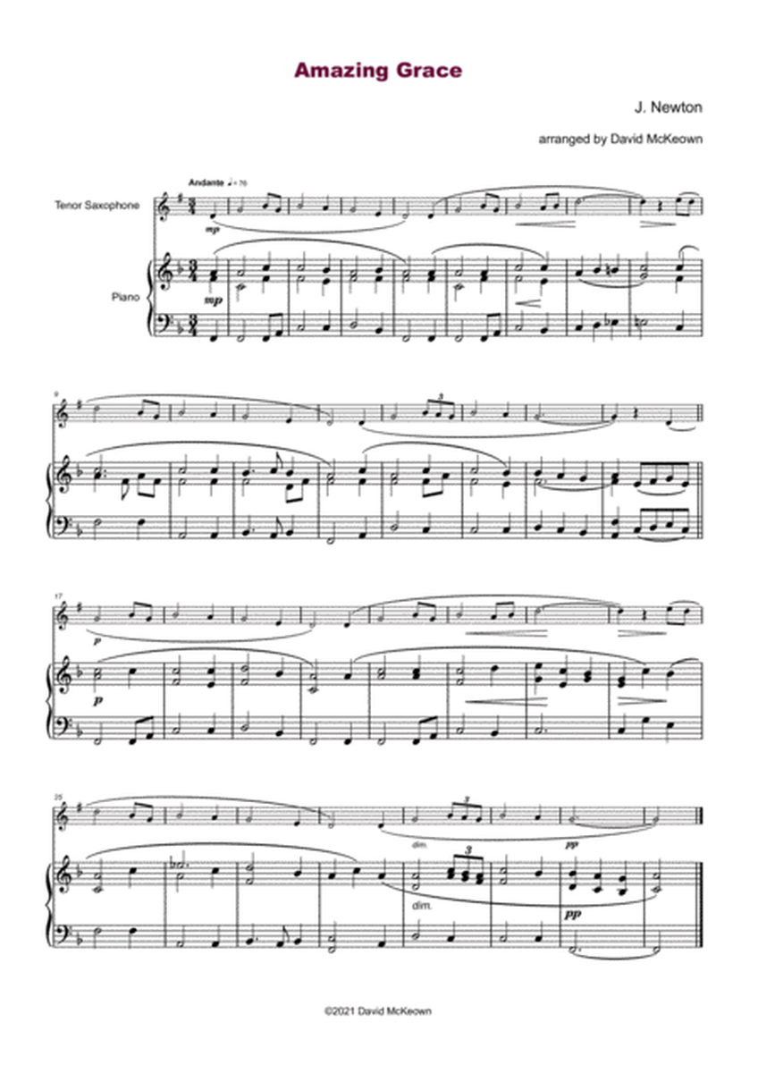 Amazing Grace, Gospel Hymn for Tenor Saxophone and Piano