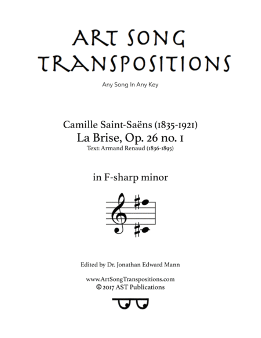 SAINT-SAËNS: La brise, Op. 26 no. 1 (transposed to F-sharp minor) Voice scores gallery preview page 1
