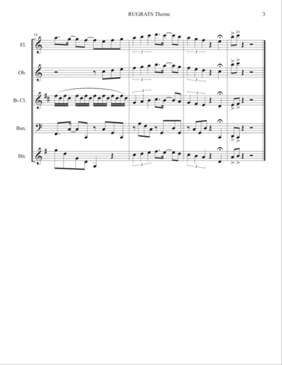 Rugrats Theme (t.v.) Woodwind Quintet scores gallery preview page 3