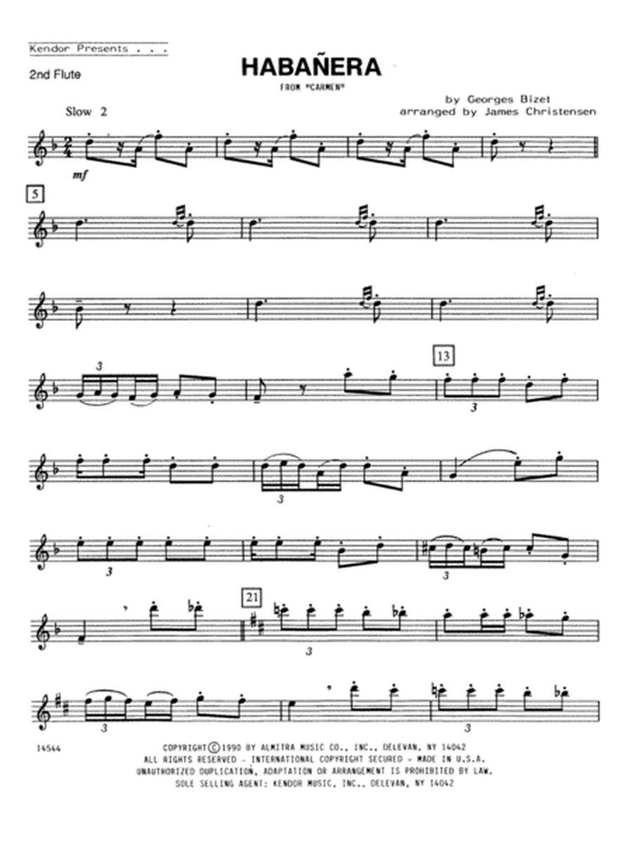 Habanera (from Carmen) - Flute 2