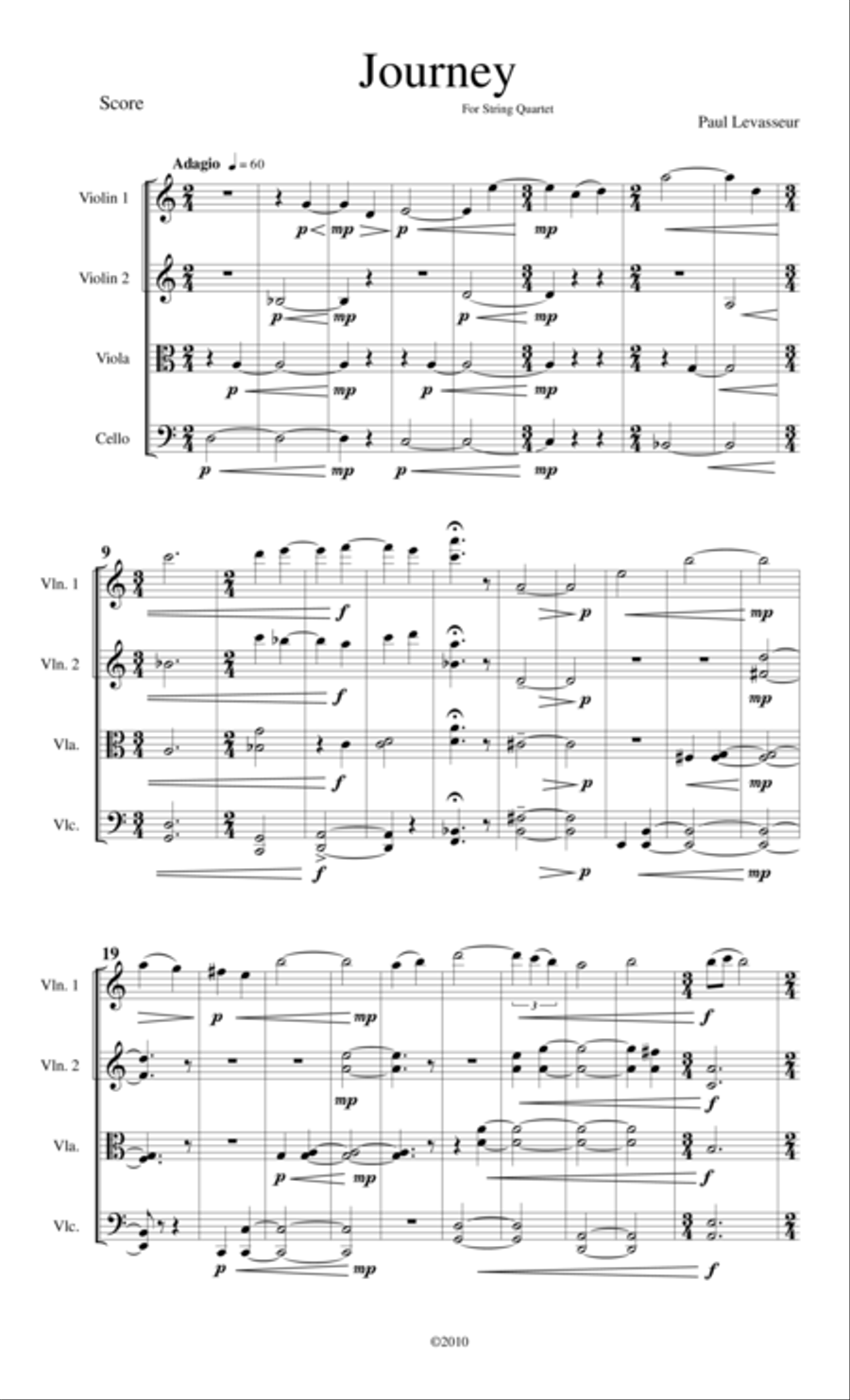 Journey (For String Quartet) String Quartet scores gallery preview page 1