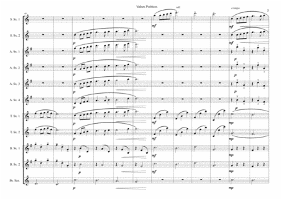 Valses Poéticos for Saxophone Orchestra - Enrique Granados Arr. Iván Sánchez Iglesias Full Orchestra scores gallery preview page 6