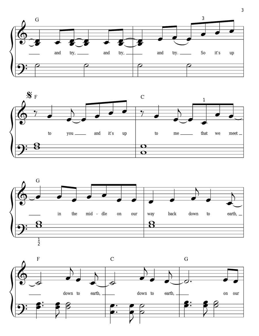 Down To Earth Down To Earth Easy Piano scores gallery preview page 3