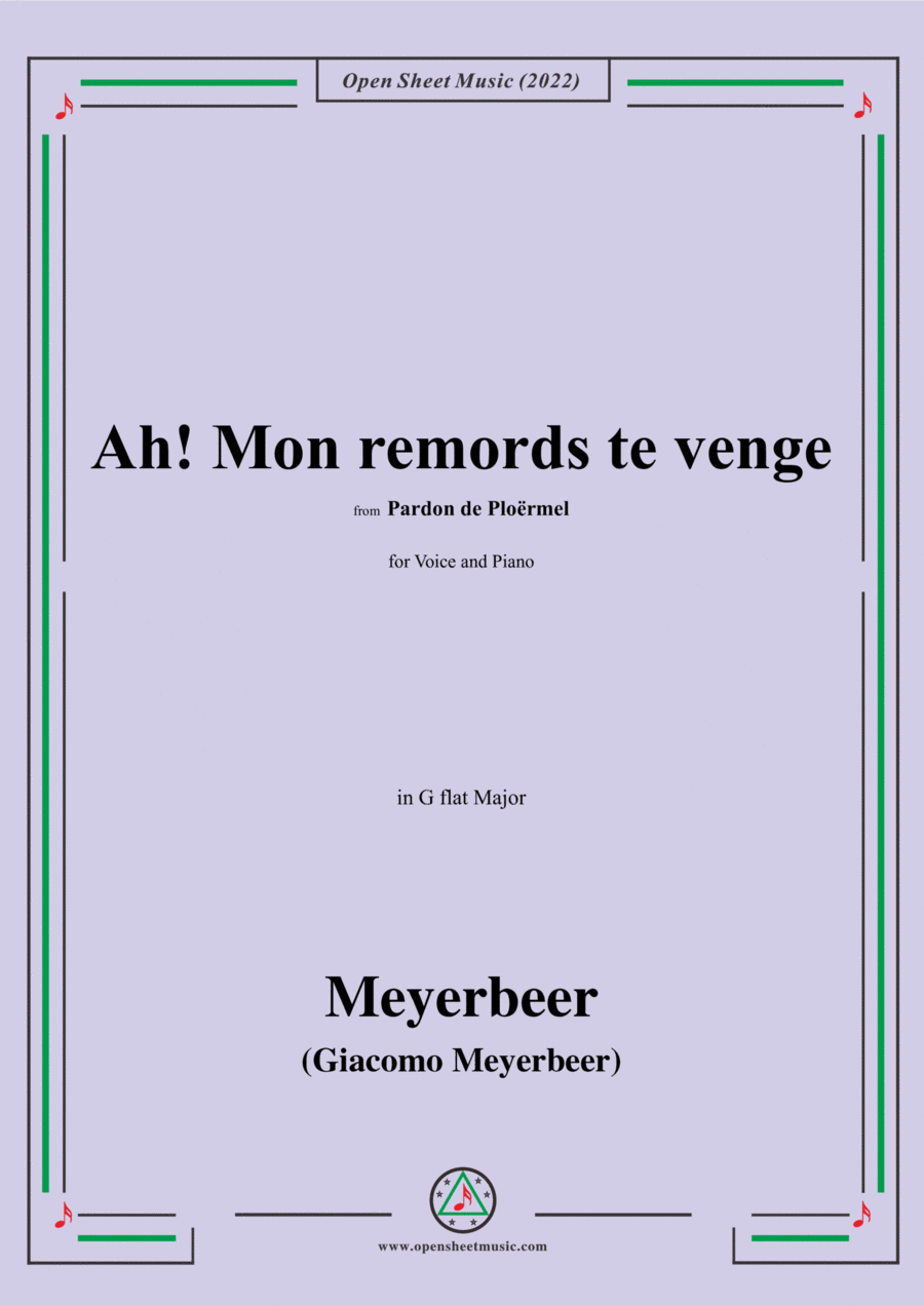 Meyerbeer-Ah!Mon remords te venge,from Pardon de Ploermel Voice scores gallery preview page 1