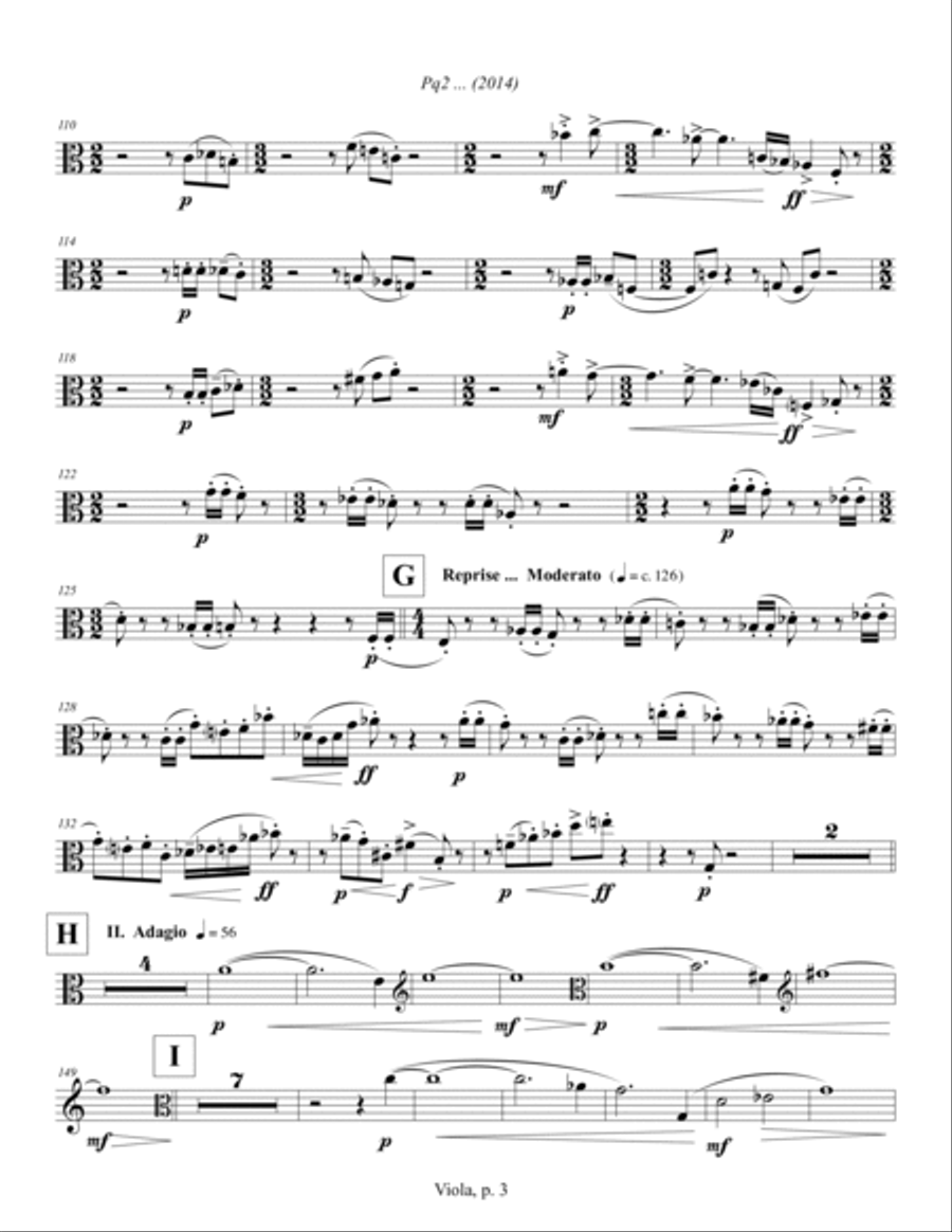 Pq2 ... (2014) for piano and string quartet, viola part Piano Quintet scores gallery preview page 3
