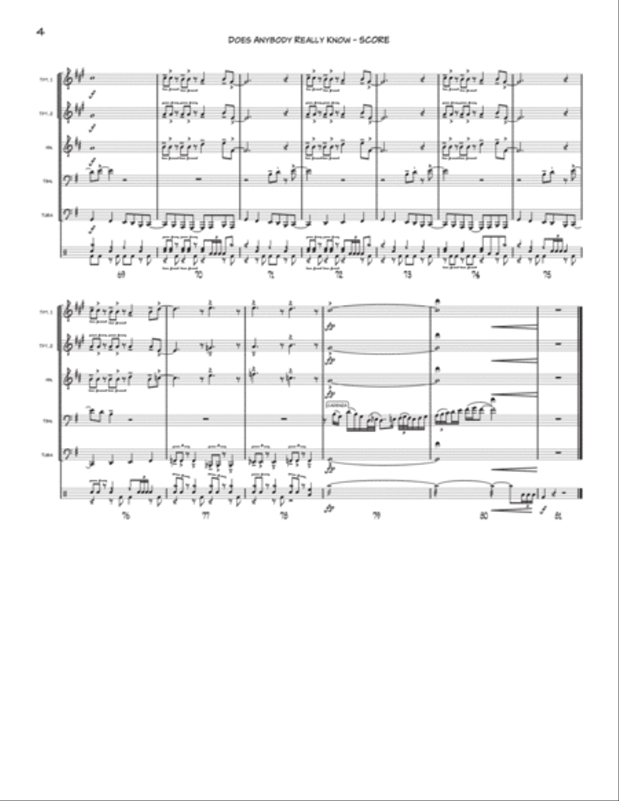 Does Anybody Really Know What Time It Is? Brass Quintet scores gallery preview page 4