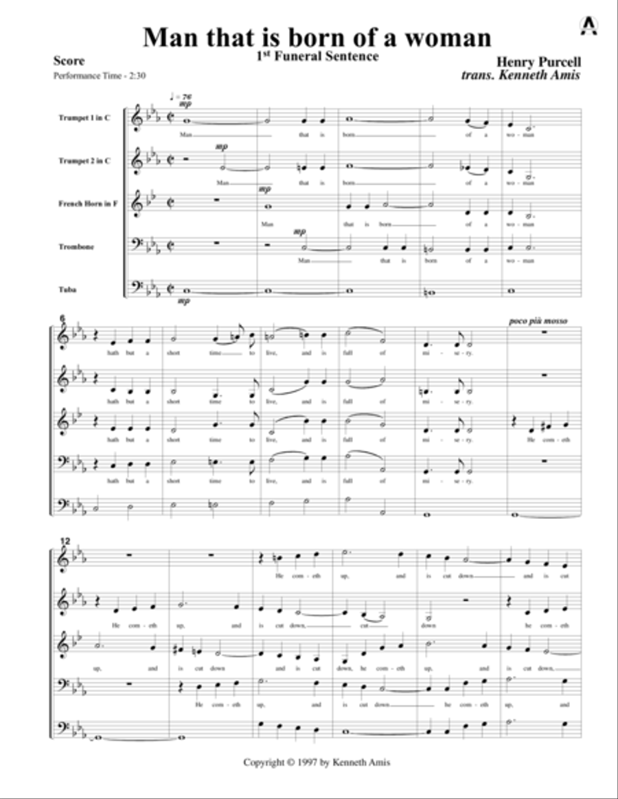 Man that is born of a woman Brass Quintet scores gallery preview page 3