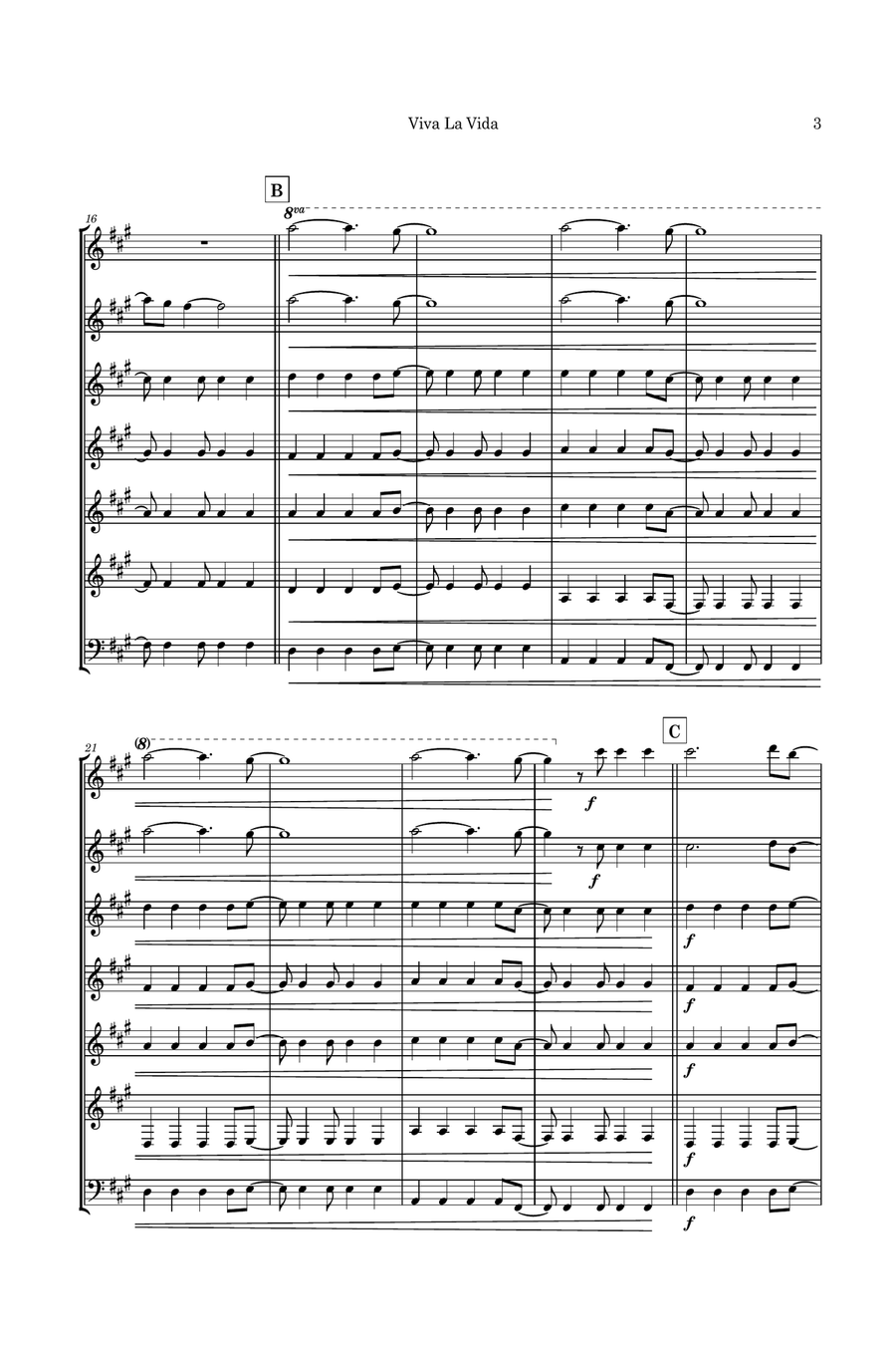 Viva La Vida Guitar Ensemble scores gallery preview page 6