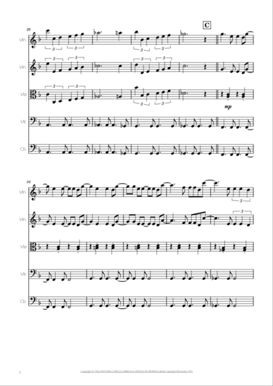 The Girl From Ipanema (garôta De Ipanema) String Quintet scores gallery preview page 4