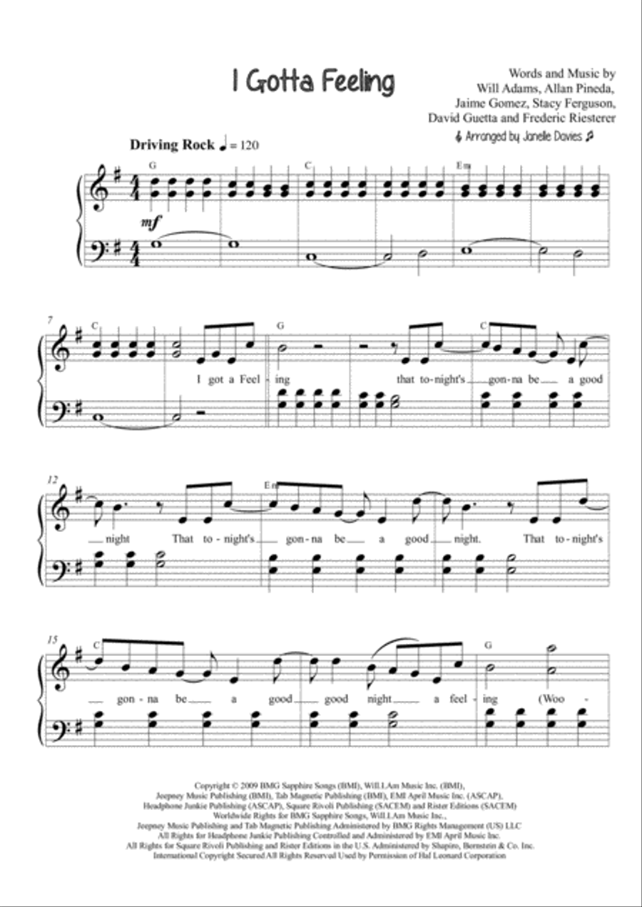 I Gotta Feeling Voice scores gallery preview page 1