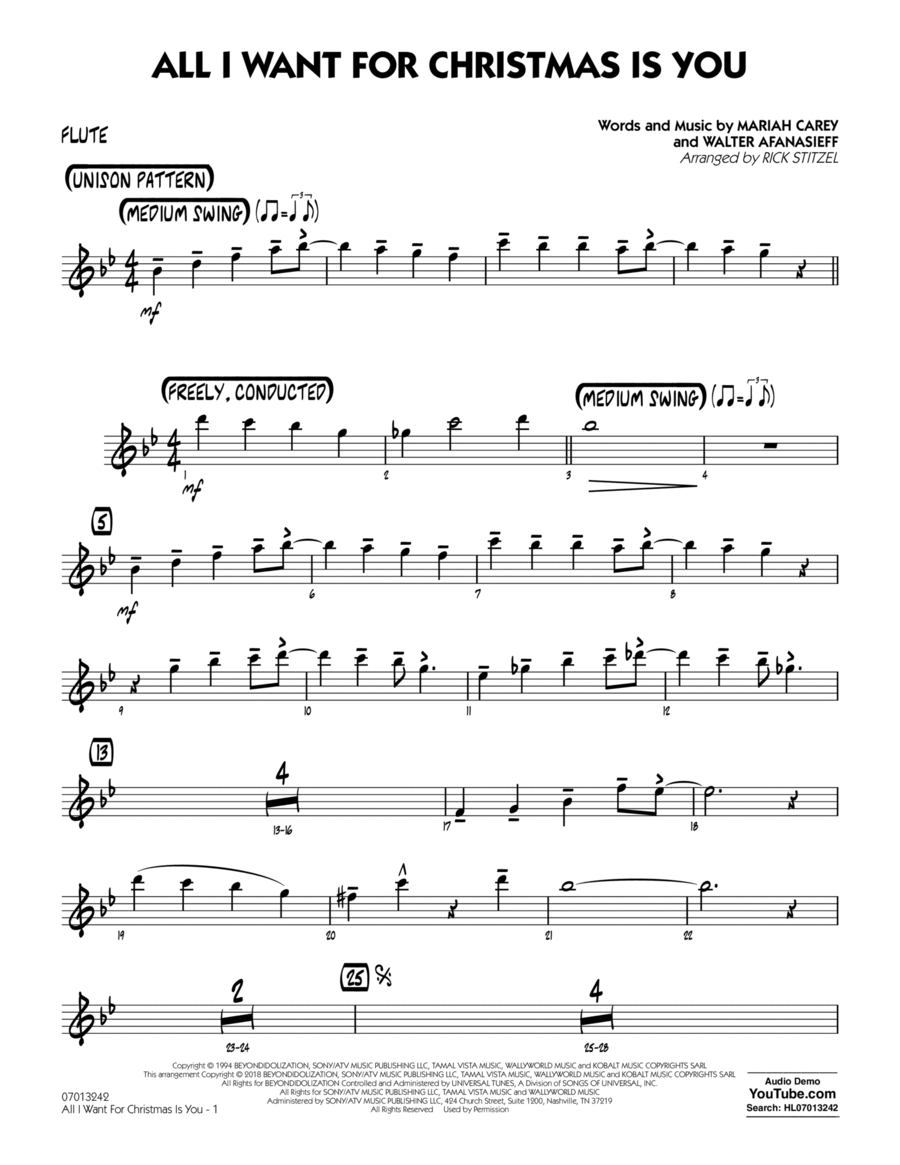 All I Want For Christmas Is You - Flute Flute scores gallery preview page 1