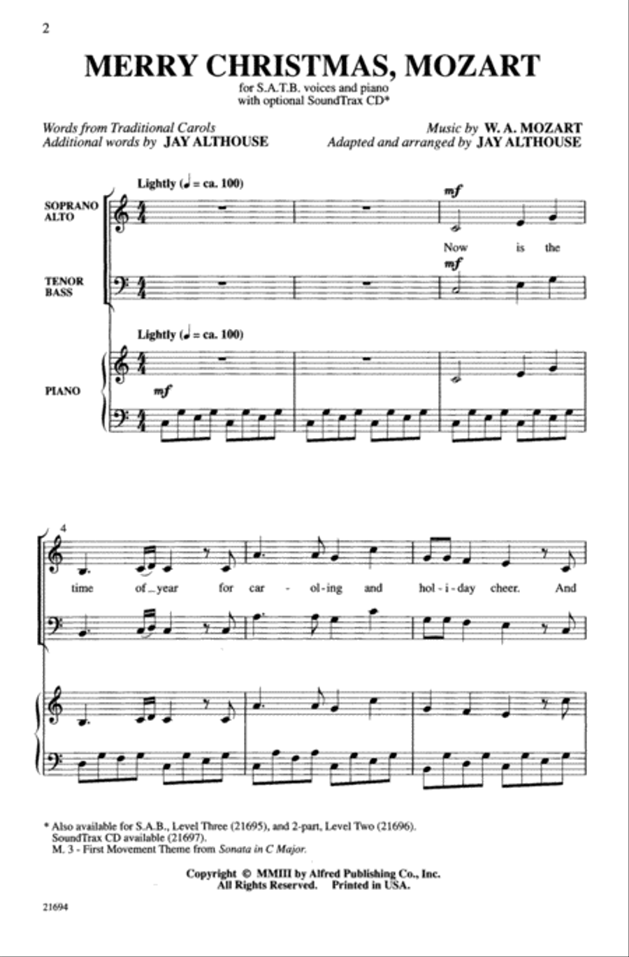 Merry Christmas, Mozart Choir scores gallery preview page 1