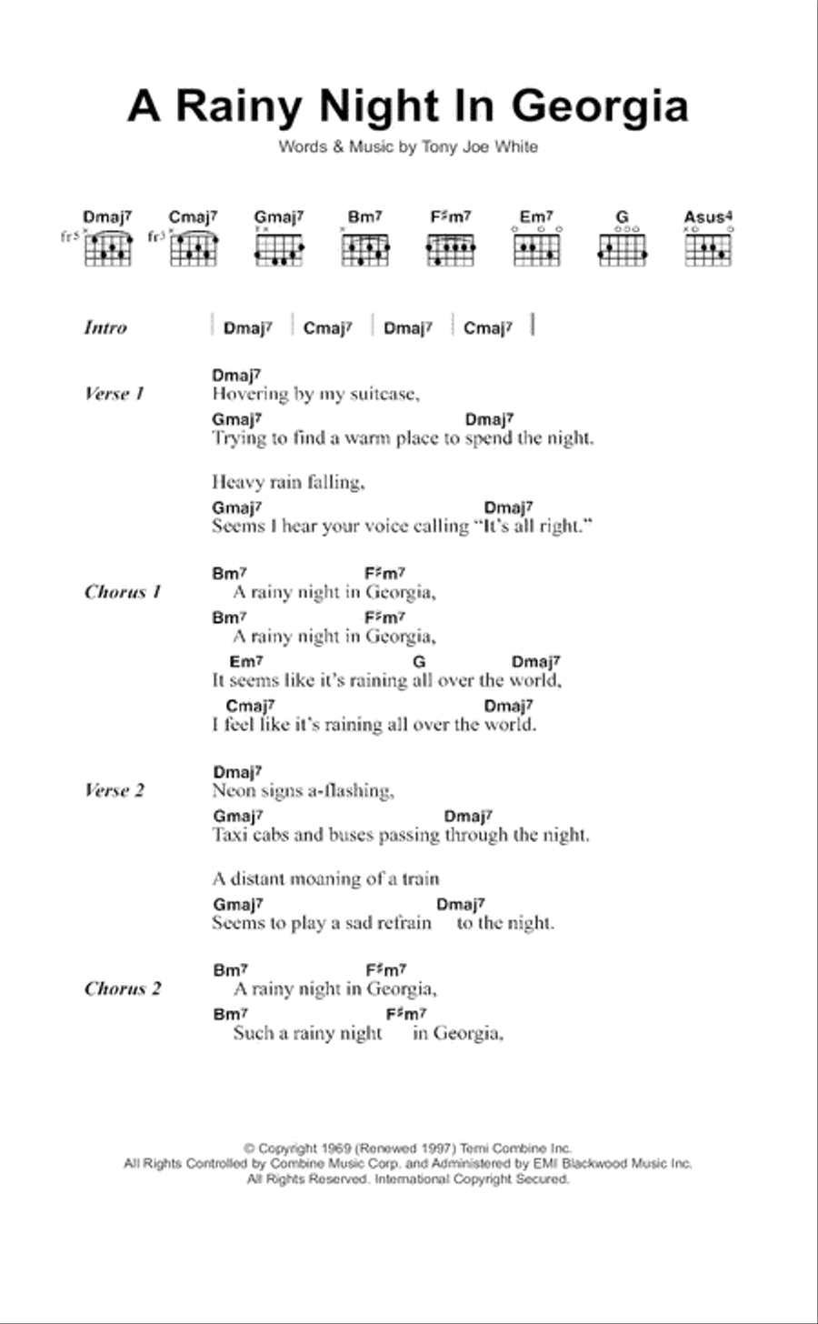 A Rainy Night In Georgia Guitar scores gallery preview page 1
