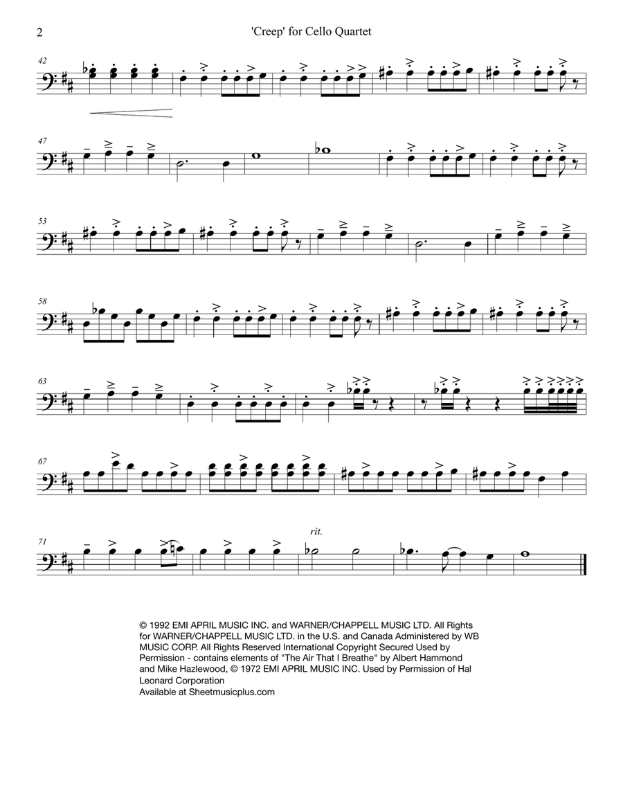 Creep String Quartet scores gallery preview page 6