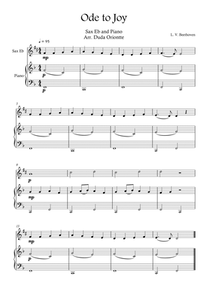 Ode the Joy ( Sax Alto - Piano - Beethoven Symphony No. 9 ) BEGINNER