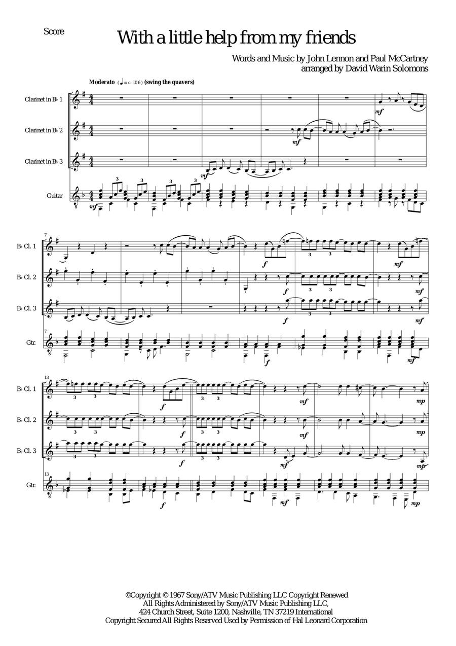 With A Little Help From My Friends Woodwind Trio scores gallery preview page 1