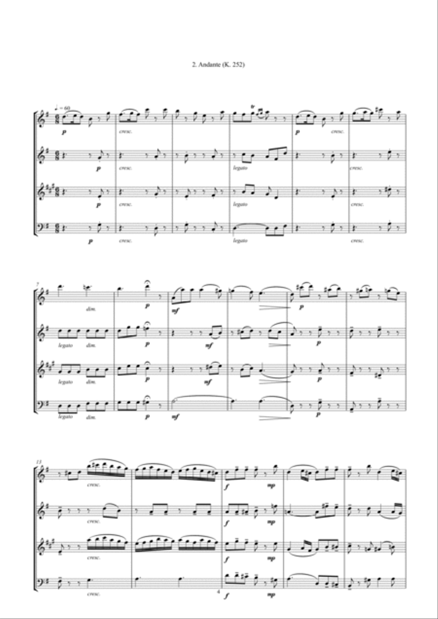 Mozart Divertimento in C arr. Woodwind Quartet Woodwind Quartet scores gallery preview page 4
