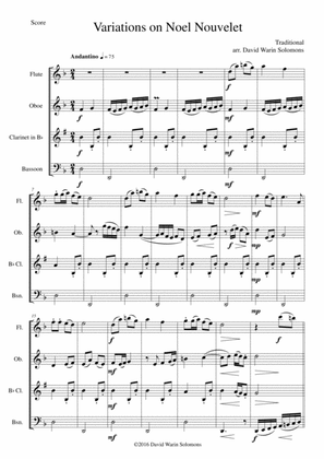Variations on Noel Nouvelet for wind quartet