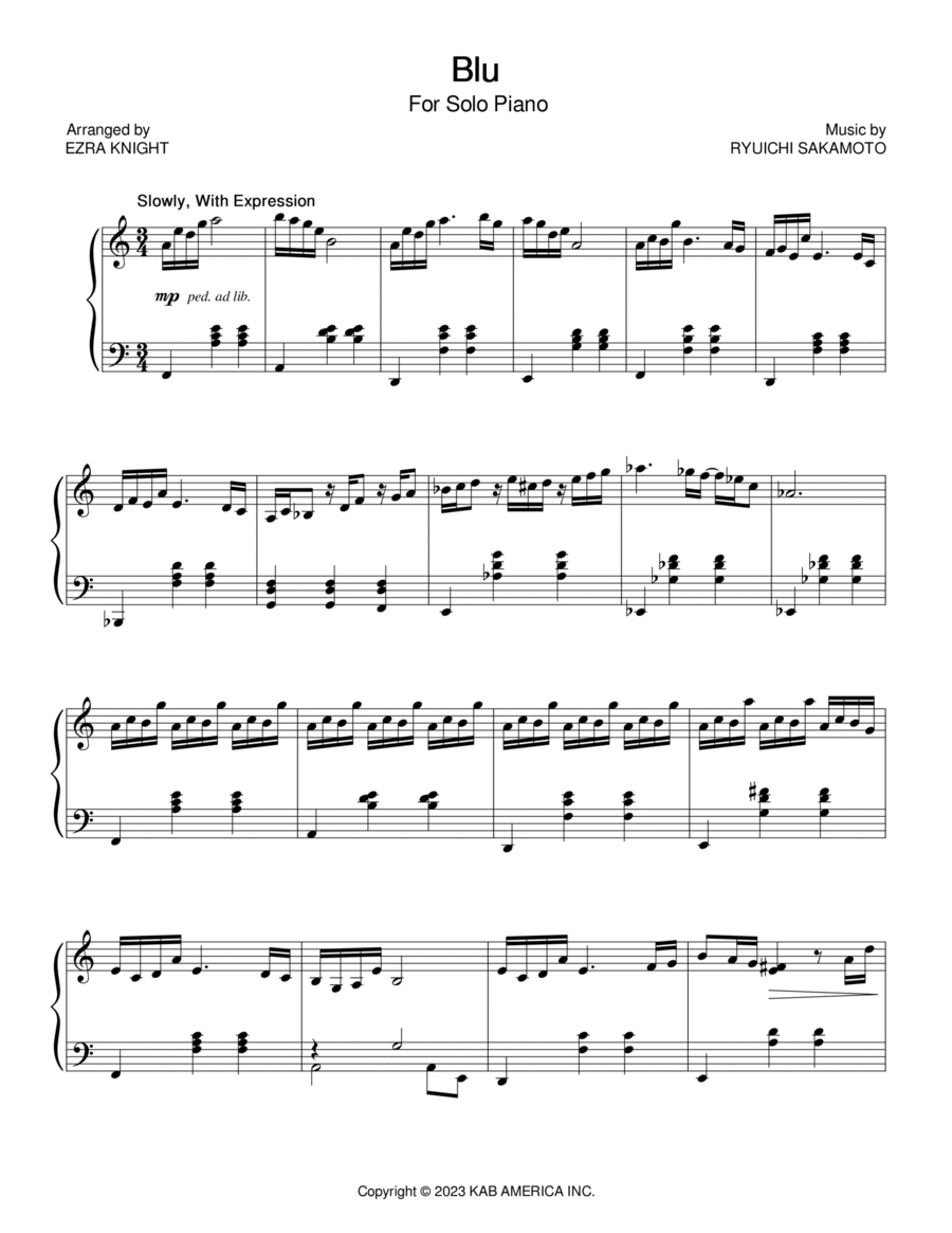 Blu Piano Solo scores gallery preview page 1