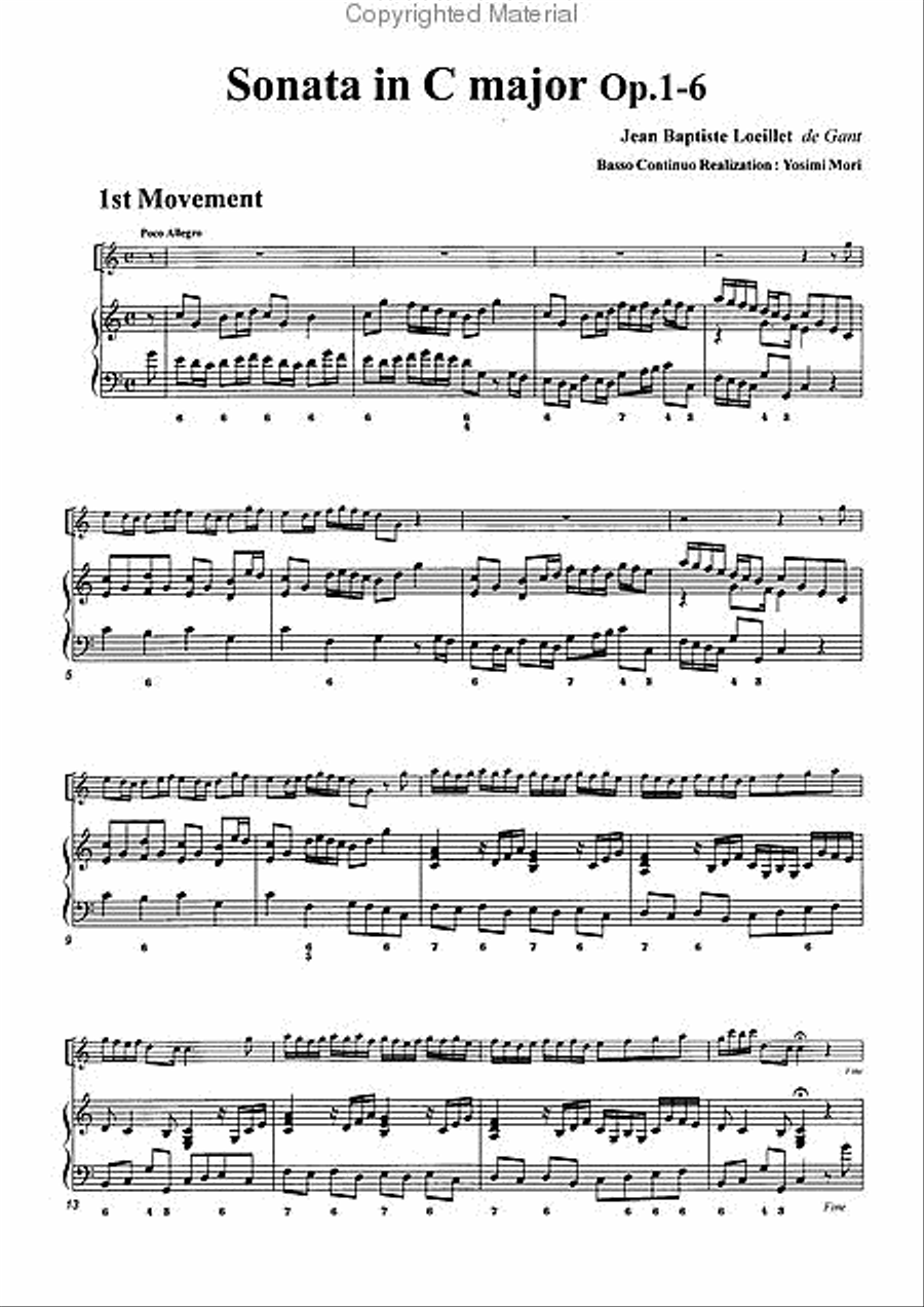 Sonata in C Major, Op. 1-6 Alto Recorder scores gallery preview page 3