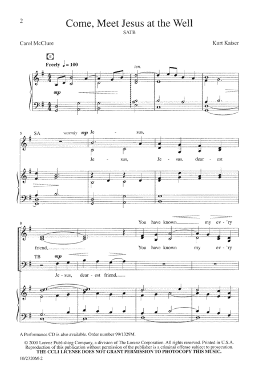 Come, Meet Jesus at the Well 4-Part scores gallery preview page 3