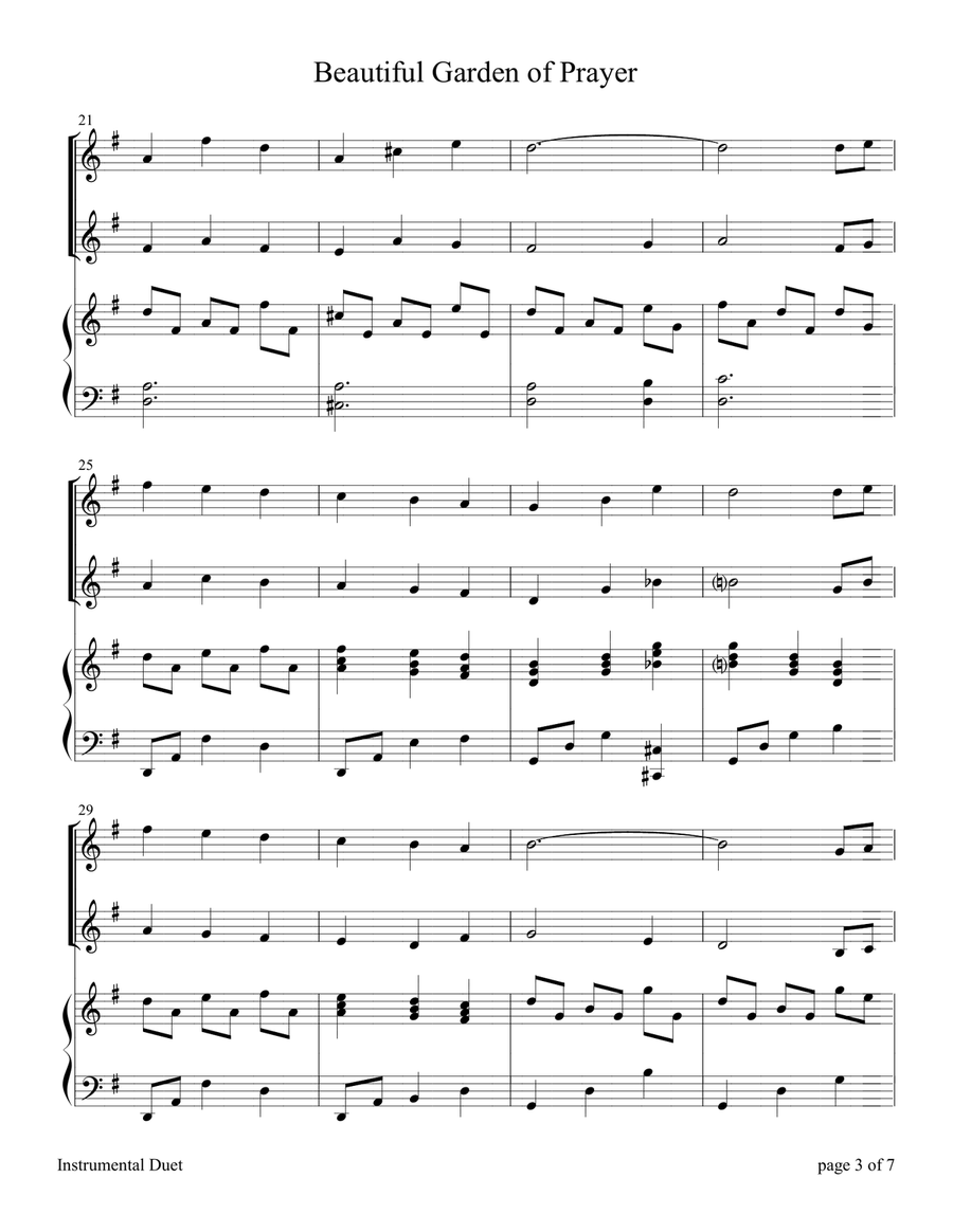 Beautiful Garden of Prayer (Flute and Violin Duet with Piano accompaniment) Flute scores gallery preview page 5