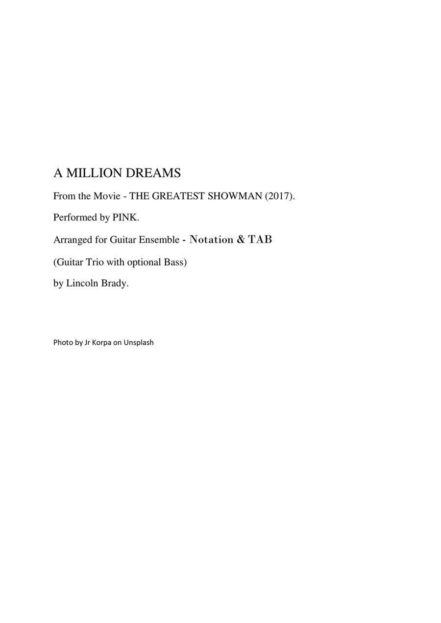 A Million Dreams A Million Dreams Guitar Ensemble scores gallery preview page 2