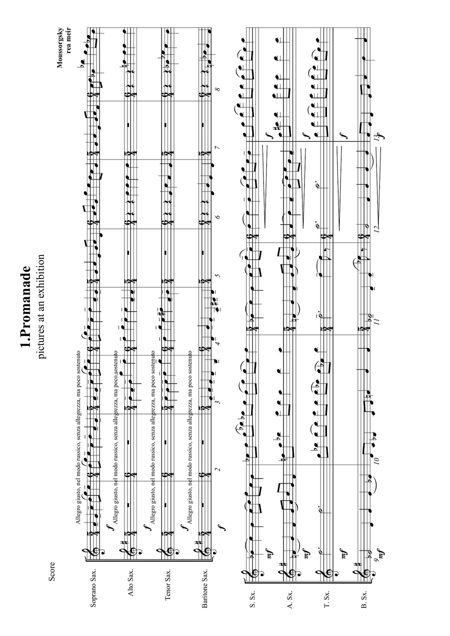 Pictures At An Exhibition Woodwind Quartet scores gallery preview page 1