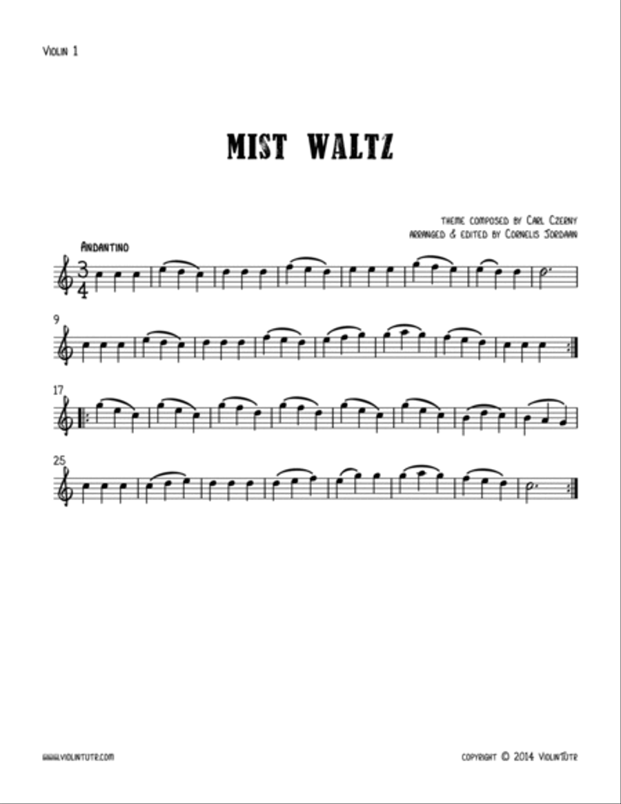 C. CZERNY : Mist Waltz, an easy string quartet String Quartet scores gallery preview page 3