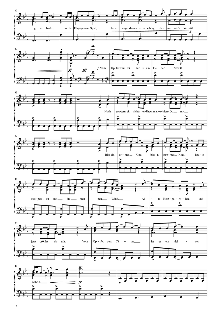 Vom Opfer Zum Taeter Piano Solo scores gallery preview page 2