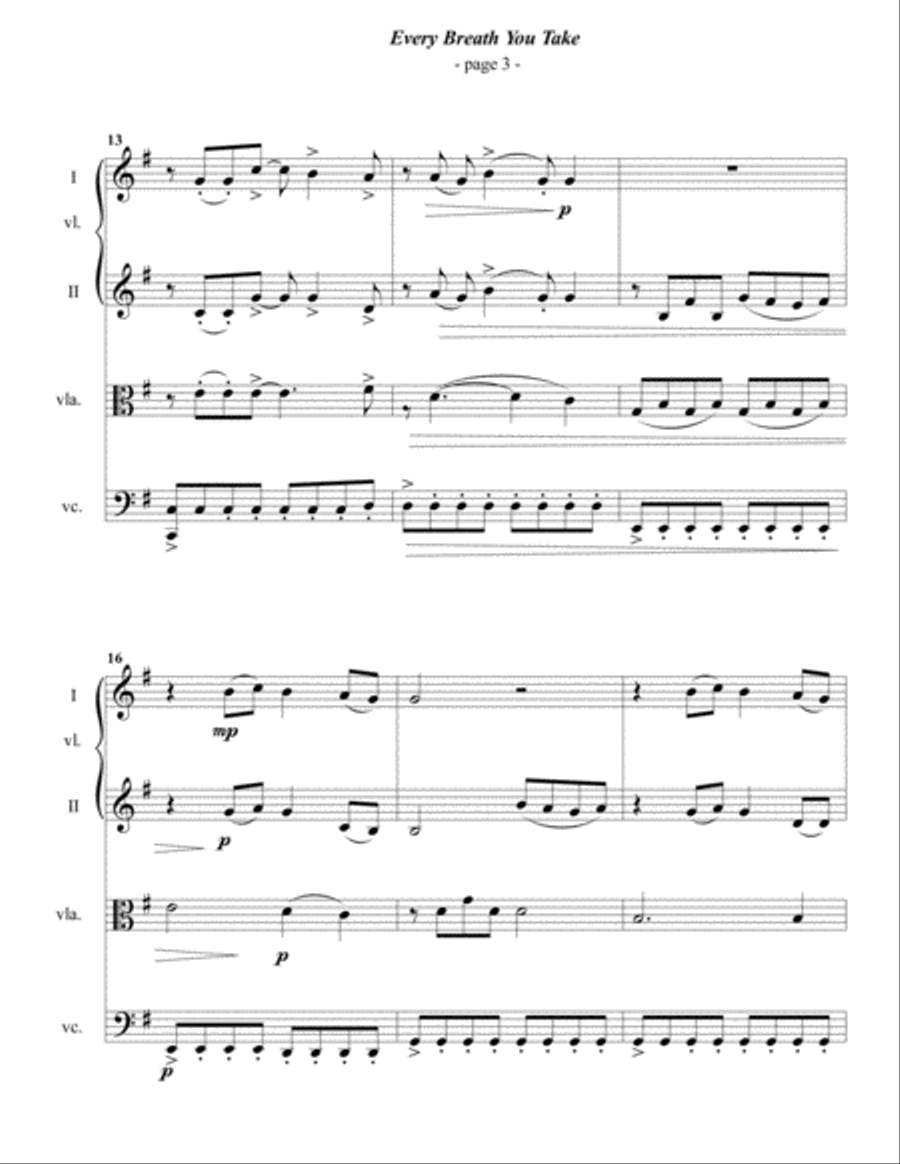 Every Breath You Take String Quartet scores gallery preview page 3