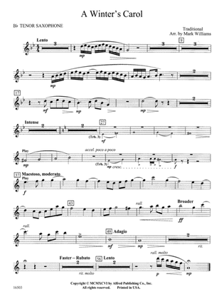 A Winter's Carol: B-flat Tenor Saxophone